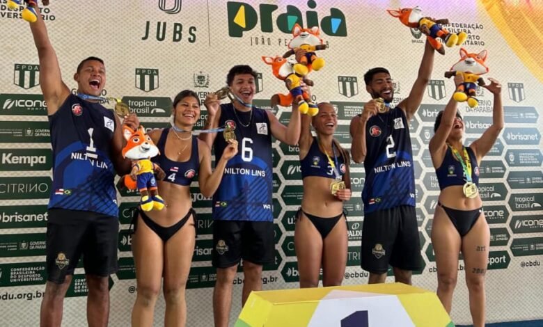 Amazonenses brilham no JUBs Praia e faturam ouro inédito no vôlei 4x4 misto