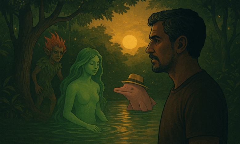 “O Natal Encantado de Raimundo” – Raimundo nunca gostou de dezembro. Isso não tinha nada a ver com neve, trenós ou renas voadoras — afinal, ali na beira do rio Solimões, quem mandava era o calor e o cheiro de chuva.